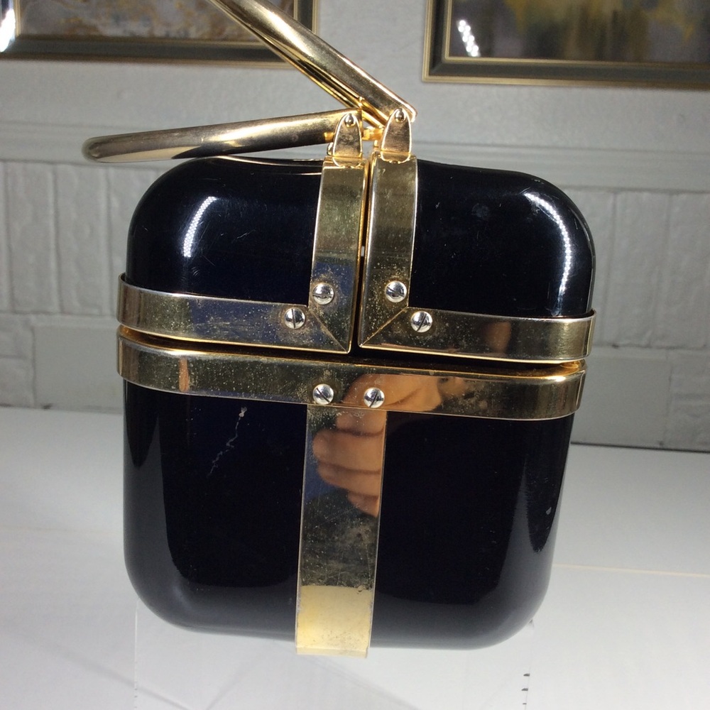 Baulotto Italian Bronze Lucite Handbag Designed Art Deco Box Purse Bag - Picture 6 of 12